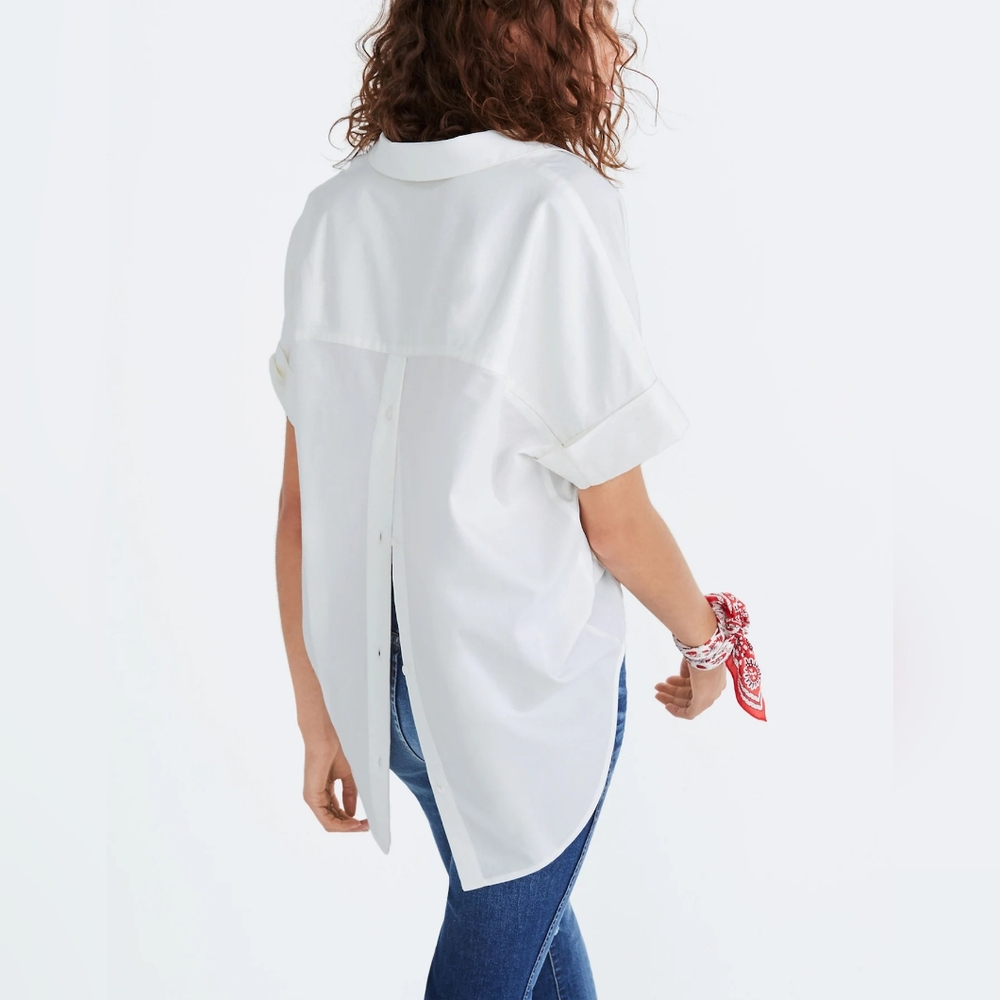 Madewell White Split-Back Button Shirt